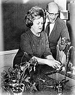 Dorothy Retallack and Professor Broman working with the plants used in music experiments.